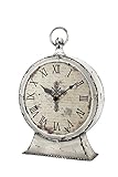 Stonebriar Large 12 Inch Decorative Battery Operated Table Top Clock with Roman Numerals and Antique Finish, 12', Worn White