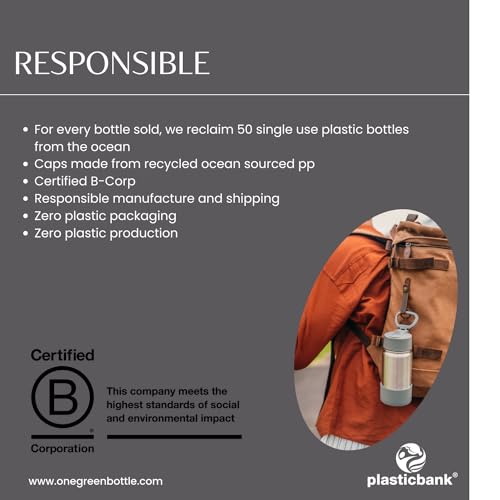 One Green Bottle, Epic Stainless Steel Water Bottle, Leakproof Metal Triple-Walled Vacuum Insulation, 14oz 400 ml - Image 3