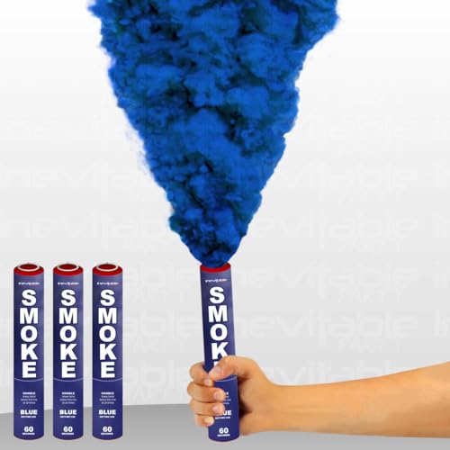 Inevitable Party Pack of 3 Handheld Ring Pull Activated Coloured Daytime Smoke Grenades | Smoke Bombs for Photography | Airsoft | Paintball | Weddings | Stage & Special Effects (3 x Blue)