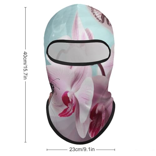 Balaclava para hombre, máscara para esquí y ciclismo con diseño de flor orquídea y mariposa, cubreboca y cuello para invierno miniatura 2