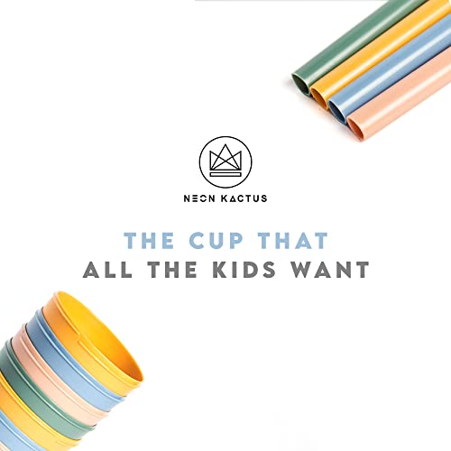 Neon Kactus Kids Straw Cups | Bpa Free Plastic Cups With Lids And Straws For Kids | Spill-Proof Drinking Cups For Juices, Smoothies, Milk | Lightweight & Dishwasher Safe | 4 Pack, 12Oz Tumbler #TOP1