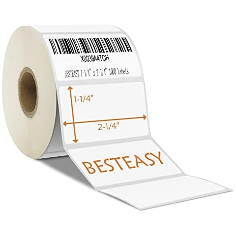 BESTEASY 2.25" X 1.25" Direct Thermal Labels, 48 Rolls of 1000 Self-Adhesive Barcode Address Shipping Thermal Stickers, Mailing Postage Label Compatible with Rollo Zebra Desktop Printers Cover