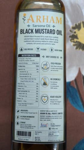 Image of Sarsona Oil Arham Sarsona Black Mustard Oil 1L | Cold Pressed Kachi