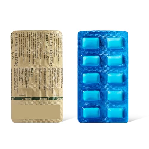 Image of Rusan 2baconil 2mg 100 Nicotine Gums | Icy Mint Flavor | Sugar-Free | Quit Smoking & Chewing Tobacco /Gutkha | Nicotine Replacement Therapy | Reduces Cravings & Withdrawal Symptoms