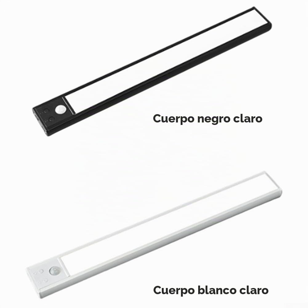 Paquete de 4 luces LED recargables con sensor de movimiento, luz LED magnética ultrafina, atenuación inalámbrica para pegar en cualquier lugar para escaleras, debajo del armario, habitación (negro)