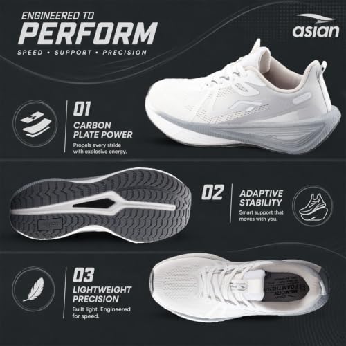Image of ASIAN Hypercushion Carbon-10 Men's Running Shoes | Carbon Plate Technology, Breathable Knit Upper, Memory Foam Cushioning for Running, Training