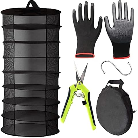 8-Layer Open herb Drying Rack net-Like Hanging Plant Drying net, Weed Plant Rack for Drying Plants and Herbs and hydroponic Flower Buds, and Garden Scissors for Free Cover