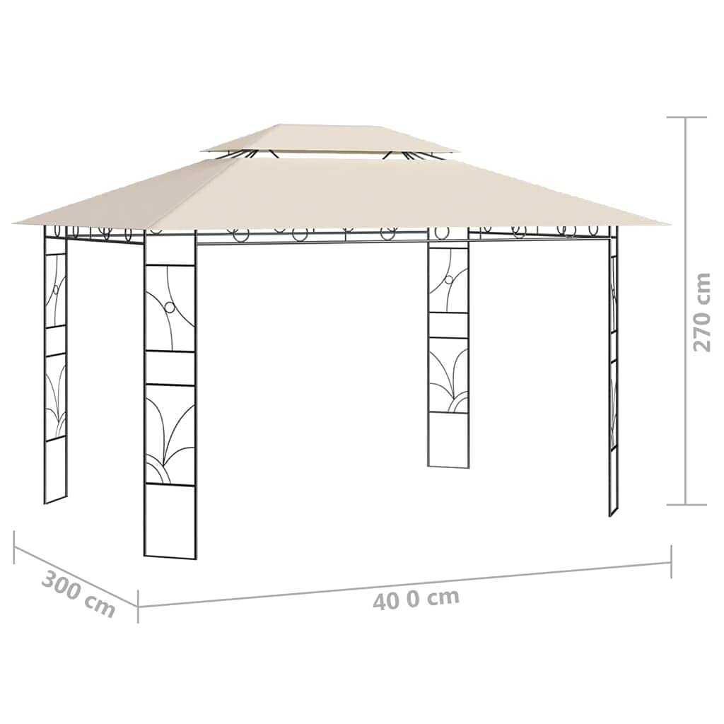 Pawilon 4 x 3 x 2,7 m, kremowy, ze stalową ramą, 160 g/m², poliestrowa powłoka PA, składany, odporny na warunki atmosferyczne, idealny jako pawilon grillowy, namiot imprezowy do uprawiania sportów na