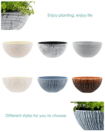 Kotao Hanging Pots For Plants Outdoor Indoor, Hanging Planters 2 Pack, 10 Inch Hanging Baskets Flower Pots With Drainage Holes, Stone Pattern Blue #TOP2