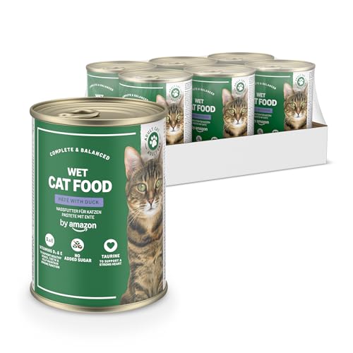 by Amazon Cibo umido per gatti senza cereali, in barattolo, paté di anatra, 6 x 400 g