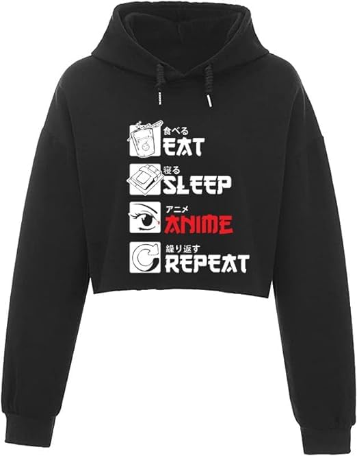 NinfinWomen and Girls Crop Hoodie,AnimeRepeat Lavander Styles Woman Anime cropFor Winters-image-47