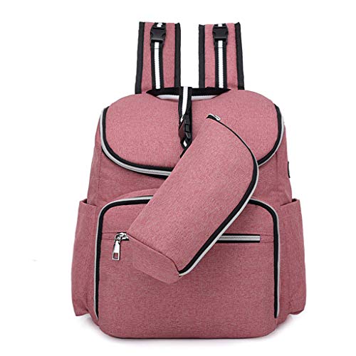 Multifunktionaler Baby-Wickelrucksack mit großer Kapazität, Windelorganizer, USB-Ladeanschluss mit Thermotasche für Kinderzimmer rose