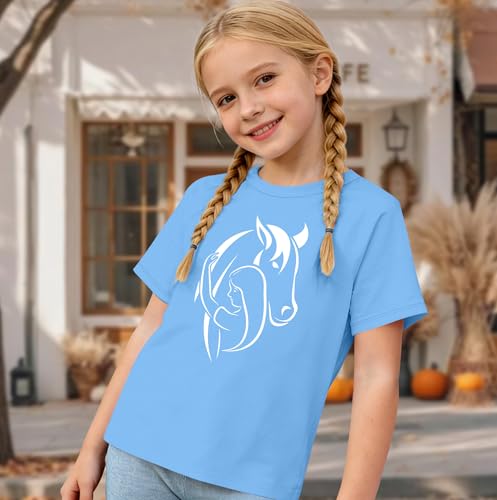 Image of Horse Shirts for Girls Love Horses Shirt Youth Horseback Riding Casual Animal Graphic Tees 8-15 Year Old