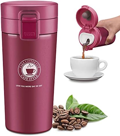 380ML Termico Café,Tazas Térmicas Viaje,Termo Botellas Aislantes Acero Inoxidable,Sin BPA,Prueba de Fugas