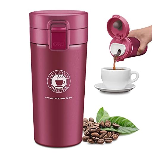 JEEZAO 380ML Termico Café,Tazas Térmicas Viaje,Termo Botellas Aislantes Acero Inoxidable,Sin BPA,Prueba de Fugas