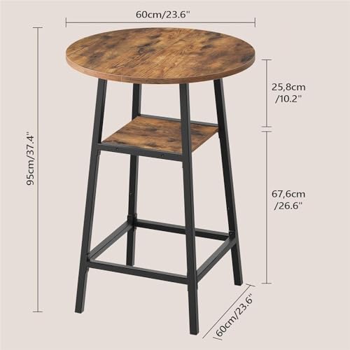 Mesa de bar redonda industrial con base estable de metal para hostelería 4