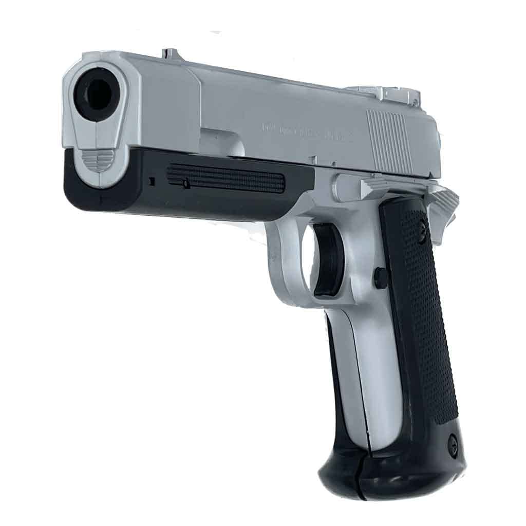 Pistola Airsoft STTI 9719 Hitman Silver Spring/Colori: Nero e Argento/Materiale: plastica ABS ad Alta Resistenza/Potenza: 0,3 Joule