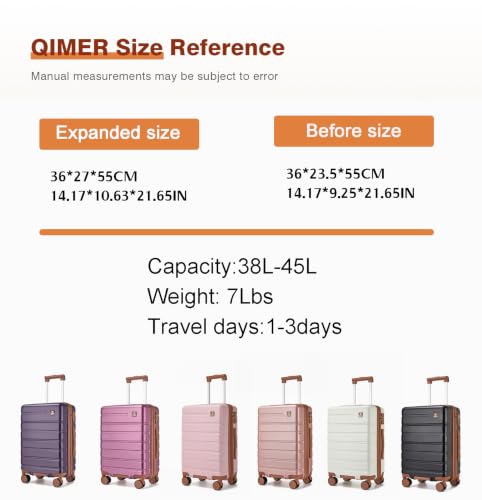 Image of Carry on Luggage 20Inch Expandable Suitcase 22 * 14 * 9, PINK | YKK Zipper, TSA Lock,Expandable,Silent Universal Wheels,100% PC Hardshell, 21.65x14.17x9.25