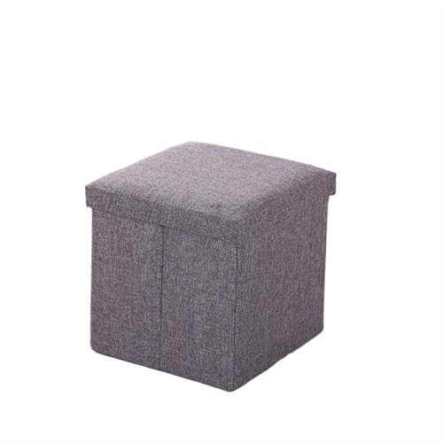 GIYXHU Puff Almacenaje Taburete de Almacenamiento Tela Simple, Banco Zapatos Plegable, Taburete for Sentarse con Tapa, Caja(Gray,30X30X30cm)