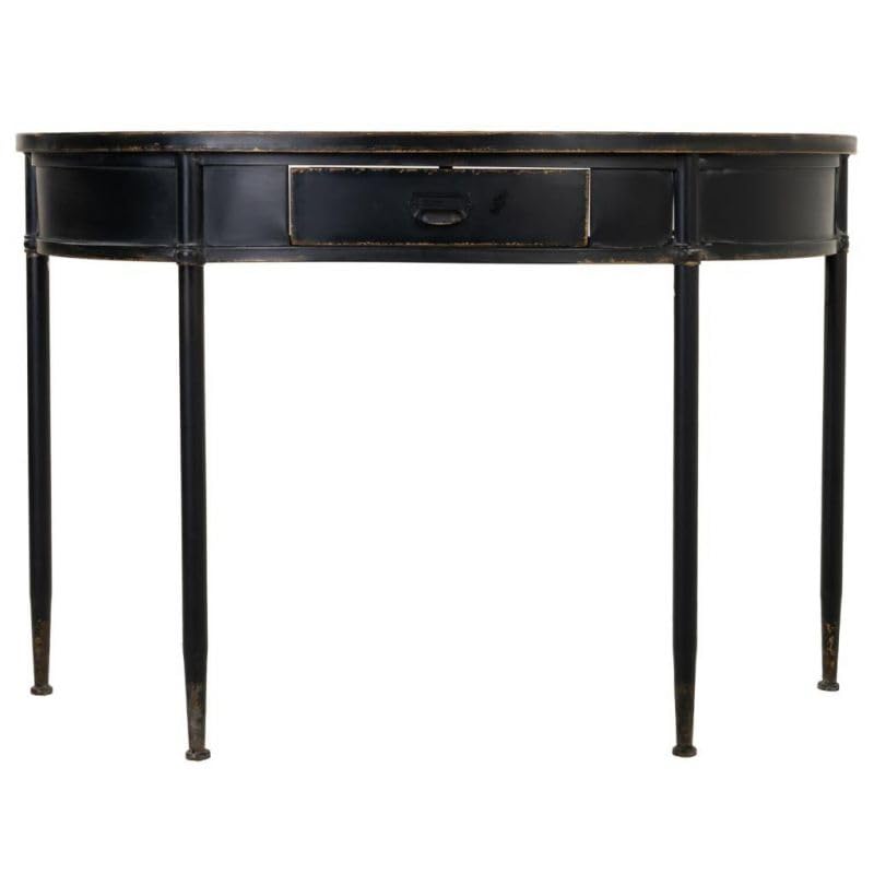 Console métal noir 1 tiroir table d'appoint hall d'entrée - 4