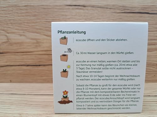 Feel Green Ecocube Weihnachtsbaum/Xmas Tree, Nachhaltige Geschenkidee (100% eco friendly), Grow Your Own/Anzuchtset, Pflanzen Im Holzwürfel, Made in Austria
