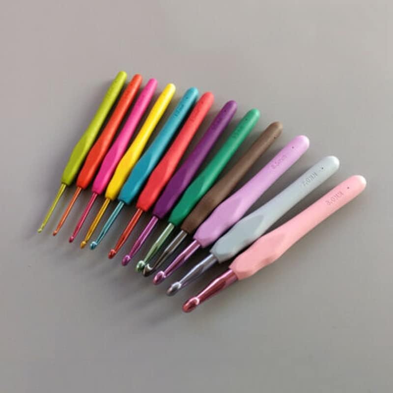 12pcs 2.0mm-8mm Colored Crochet Hook Set Handmade DIY Knitting Needle Kit Professional Sewing Tools Supplies