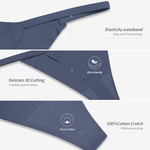 Image of DEANGELMON Seamless G-string Thongs for Women - No Show Thong Underwear Low Rise Stretch Panties Workout Pack