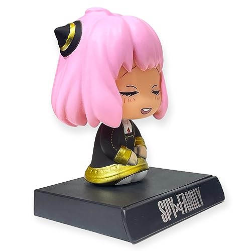 Image of AUGEN Super Hero Anya Forger Spy X Family Action Figure Limited Edition Bobblehead with Mobile Holder for Car Dashboard, Office Desk & Study Table (Pack of 1)