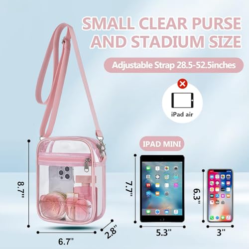 Image of Clear Bag for Stadium Events - Sports Messanger Bag Small Mini Clear Purse for Fan, Concert, Work, Travel