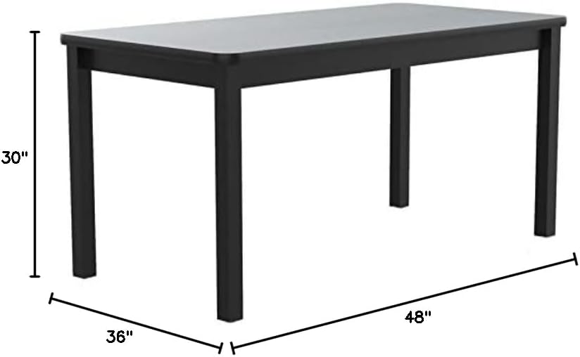 Pemberly Row 30" x 48" Contemporary Metal Lab Table, Black Granite Finish, High Pressure Laminate Top, Durable Steel Construction, 36" Height Work Table for Lab or Library