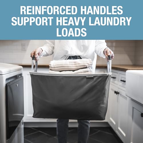 Image of CleverMade Collapsible Laundry Basket 2 Pack - 60L (16 Gal) Foldable Clothes Hamper with Reinforced Handles, Space Saving Fabric Laundry Bin, Holds 55 lbs, Flat Folding for Home & Travel - Black