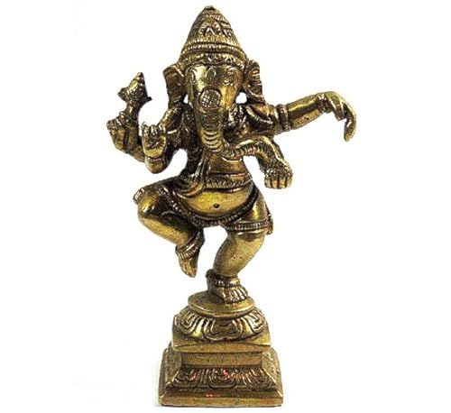 Estatua de bronce Ganesha bailando, color dorado