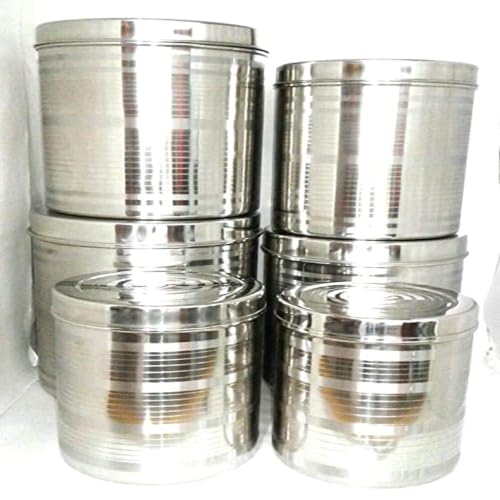 Image of Stainless Steel Container /Dibba Set | Steel Dabba 8 Kg To 10 Kg - 3 Pcs, Silver