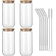 Cnwinu Trinkbecher mit Deckel und Strohhalm,Kaffeetassen Set 6er,16 OZ Bubble Tea Set,Bubble Gläser für Milchtee,Latte,Macchiato,Eiskaffee, Soda, Säfte (4)