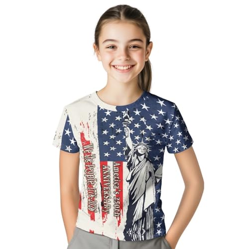 Image of WELLFLYHOM Kids Tshirts Girls Boys Short Sleeve Crewneck Tees Shirts Casual Sport Pullover Tops Size 3-16 Years
