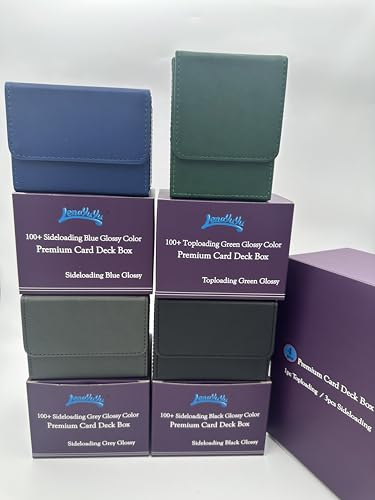 Lenayuyu 4 pack Card Deck Box for MTG Cards, Card Storage Box Fits 100+ Single Sleeved Cards, PU Leather TCG Card Deck Case Holder for Magic Commander Yugioh (1pack Toploading+3pack Sideloading)