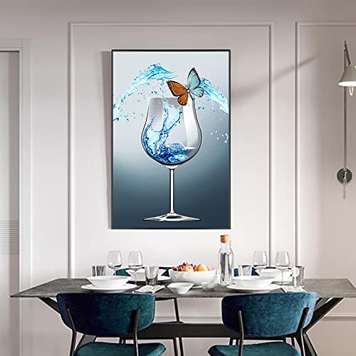 Toile murale nordique pour habiller un mur vide, art abstrait tasses et bateaux 60x80cm