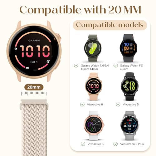 Correa de Nylon Trenzado Magnético 20mm Compatible Garmin miniatura 4