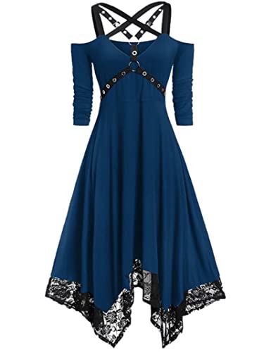 Robe corset vintage dentelle noire style gothique asymétrique pour look alternatif