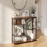 HavenlyYouth 75 CM Eingangstisch, Schmaler Konsolentisch, Industrieller Sofatisch mit 5-Stufigen Ablagefächern, Eingangstisch für Flur, Hinter der Couch, Wohnzimmer, Foyer