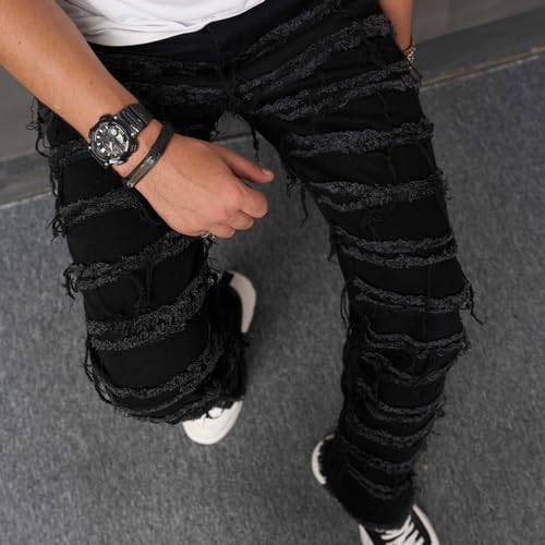 Loose Fit Jeans for Men Straight Leg High Waisted Y2K Stacked Denim Pants4