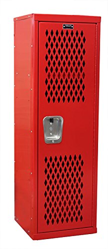 Hallowell Home Team Locker, 15"W x 15"D x 48"H, Blue Body / Red Door, Single Tier, 1-Wide, Knock-Down - Thumbnail 2