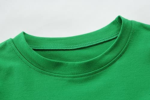 Image of Girls Crop Tops St Patricks Day T-Shirts Lucky Clover Short Sleeve Shirts Kids Shamrock Tees 5-14 Years