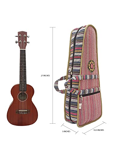 Image of The House of tara Modern Ukulele Bag | Ethnic Handloom Fabric Bag for Concerts | Multicolor | with External Zipper Pocket | Waterproof Padded Case | for Men and Women | Multicolor6