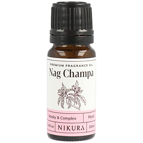 Nag Champa Fragrance Oil - 10ml | for Gifts, Diffusers, Candle Making, Soap Making | Great for use in Bath Bombs, Perfume Oil, Perfume Scents | Vegan & UK Made