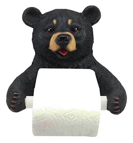 Ebros Whimsical Black Bear Toilet Paper Holder Bathroom Wall Decoration 8.25