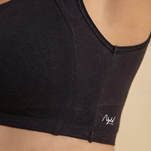 Image of NYKD NYB158 Non Wired & Full Coverage Square Neckline Slip On Bra for Women | Breathable Cotton Stretch Fabric with Disappearing Neckline & Visible Side Shaper Panel | Ideal for Everyday Wear