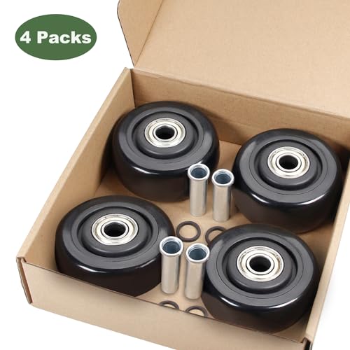 Image of 4Pcs 3 Inch Push Cart Wide Wheels Compatible for KW181 Wheels | 3 inch x 1.25 inch Wider Wheel 3 /8 inch axle PU Caster Wheel for Platform Trucks, Grill Transport Rolling, Cargo Elevator Front Wheels