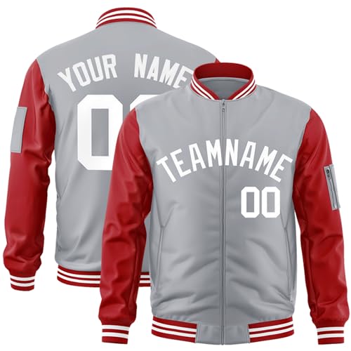 Freecustom Custom Mens Varsity Jackets Lightweight Zip Up Windbreaker Bomber Jacket Personalized Stitched Any Text Logo