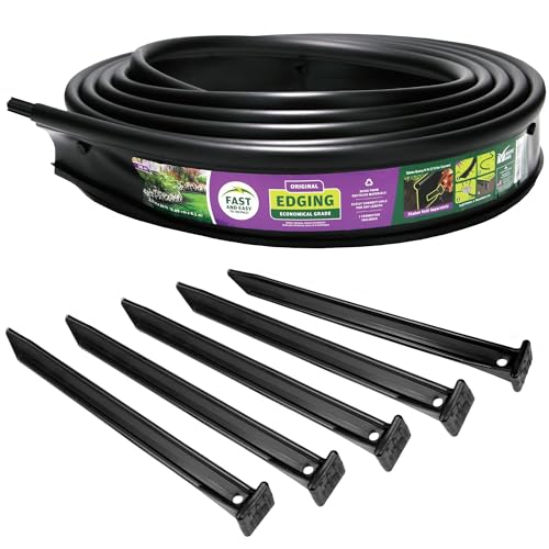 Master Mark Original Plastic Landscape Edging Roll with 5 Anchoring Stakes